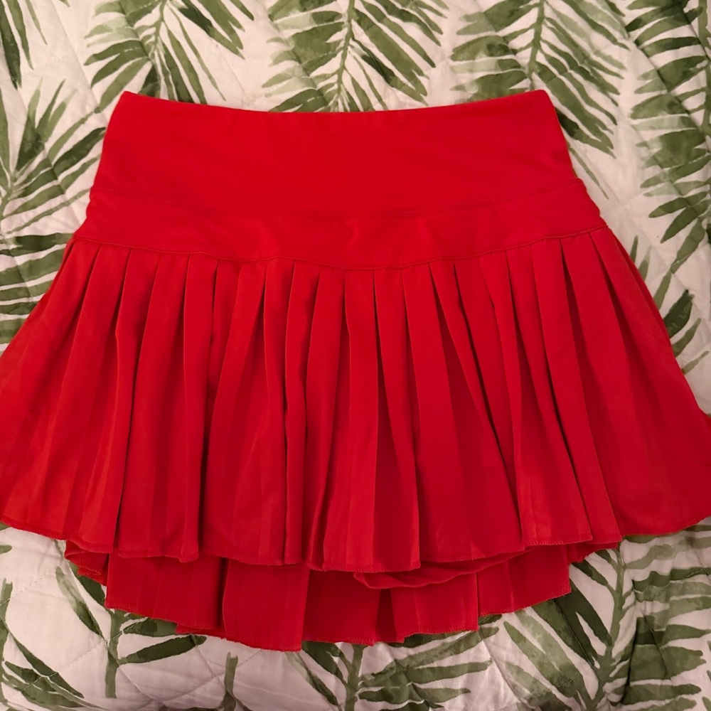 Gold Hinge Pleated Red Skirt